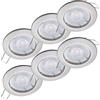 Oktaplex lighting Sedan Set di 6 faretti a incasso a LED - con modulo LED da 4,8 W 4000K 230V 380lm bianca neutra 110° - Spot in acciaio inox spazzolato, misura del foro 60-70 mm
