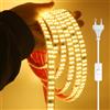 KISUFU Striscia LED SMD 2835, 220V 240 Led/m, IP65 Impermeabile Biadesivo, Tagliabile Ogni 10cm, Luce LED per Decorazione Esterna
