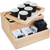 Mottiwood Porta Capsule e Cialde in Legno, Organizzatore Caffè, Coperchio Vassoio Estraibile, Vano + 3 Scomparti