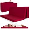 Beautissu Materasso da Campeggio Pieghevole per Ospiti Traspirante soffice | 120x195cm rosso confortevole funzionale lettino da viaggio Microfibra brandina maniglia trasporto arrotolabile Campix