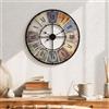 K&L Wall Art Grande Orologio Da Parete Vintage Stile Moderno XXL Per Soggiorno Con Numeri Romani, Decorazione Retrò (Metallo Diametro 50 Cm Colorato Antico)