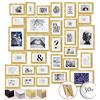 bomoe Set di 30 Cornici per foto Emotion 10x 10x15 cm, 15x 13x18 cm, 5x 20x30 cm - Per foto in diverse dimensioni - Cornice foto multipla per Collage - Oro - cornici in legno da parete