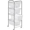 Artex Carrello Siena Carrello con 4 Cesti Bianchi, Plastica, Silver, 32x38x89 cm