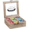 Relaxdays Scatola Porta tè e Tisane, 9 Scomparti, Cofanetto con Finestrella, Organizer per Capsule del Caffè, Naturale, 1 pz