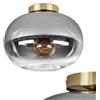 HOFSTEIN Lampada da soffitto Apedo, lampada da soffitto in metallo/vetro in ottone/nero/fumo/trasparente, design retrò/vintage con paralume in vetro (Ø 30 cm), 1 lampadina E27, senza lampadina