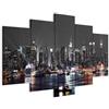 Cuadros B&D XXL - Quadro New York 200x100 cm 5 Pezzi Stampa su tela XXL Immagini Moderni Murale Fotografia Grafica Decorazione da parete Quadri Componibili NY Città di Notte Architettura d-A-0022-b-n