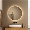 EMKE Specchio da Bagno Rotondo con Illuminazione, 50 cm - Specchio LED con 3 Colori di Luce e Dimerazione, Funzione Anti-Appannamento, Interruttore Tattile e Memoria, Specchio Rotondo per il Bagno
