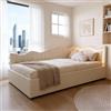 BRILVERDE Divano Letto Singolo 90x200 con Luce LED, Poltrona Letto Singola con Contenitore Idraulico, Letto con testiera, Struttura Letto con Rete a doghe, in Peluche (Bianco, 90 x 200 cm)