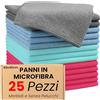 Tech It Evolution Panni Microfibra 25 Stracci Cucina 40x40cm Lavabili in Lavatrice e Riutilizzabili Antigraffio, Altamente Assorbenti, Morbidi e Senza Pelucchi per Pulizia di Casa, Auto e Vetri (25, Classico)