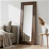 MO.WA Specchio da parete moderno lungo, specchio legno da muro 57x147, made in Italy, Specchio grande wengé, specchiera rustica, Specchio per ingresso, camera da letto