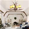 A.1.Coo Lampadario Vintage Lampade Sospension Regolabile Altezza E14 Resin Antlers Lampadario sala pranzo Luci Rustico for Caffè Ristorante Corridoio Camera Da Letto Abbigliamento Lampada Soffitto(4 heads)