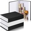 Tioncy 3 scatole a forma di libro in lino neutro per decorazione, finto libro contenitore moderno per libreria, tavolino da caffè, decorazione fai da te (21 x 15 x 4 cm, bianco e nero)