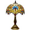 Siunwdiy Lampada da tavolo vintage Tiffany Lampada da comodino in vetro colorato stile pastorale Lampada da comodino E27 Lampada da lettura W12 H19 pollici Lampada da scrivania per soggiorno,D'oro