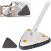 Earnmore - Mocio triangolare girevole a 360 gradi, mocio telescopico triangolare regolabile, mocio multifunzione, Push-Pull automatico (bianco + 1 cuscinetto)
