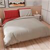 PETTI Artigiani Italiani - Set Copripiumino Matrimoniale 240x220 cm (2 Federe 50x80 cm Incluse), Parure Copripiumino Morbida Microfibra Tinta Unita Rosso - Grigio Chiaro