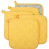 Lifaith Set di 5 presine da cucina completamente in cotone e in tessuto di spugna termoresistente, ideali per uso quotidiano in cucina e con fornelli e forno Giallo