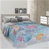 PENSIERI DELICATI, Telo Copriletto 2 Piazze 260 x 280 cm, 100% Tela Robusta Cotone Panama, Stampa Digitale Alta Risoluzione, Ideale come Copridivano e Telo Arredo, Fantasia Ombrellini, Made in Italy