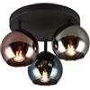 meineWunschleuchte Lampada da soffitto con tre sfere di vetro a specchio colorate, diametro 33 cm