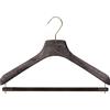 Mainetti Appendini per Capispalla, Cappotti, Vestiti Uomo Donna, con Barra Porta Pantaloni Vellutata, Grucce in Plastica, con Effetto Venature Legno, Set di 10 Pezzi, Marrone, Gancio Ottonato, 43cm