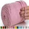 MeriWoolArt® Corda di Cotone 4mm 225m Corda Macramè Naturale, Filato Morbido per Tessuto da Parete, Macrame Fatto A Mano Parete Appeso Boho, Piume Macramè Acchiappasogni, Decorazione Macramè Fai Da Te