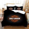 NICHIYO Harley Davidson, set copripiumino e federa, in microfibra, con stampa digitale 3D, set da 3 pezzi (copripiumino e federe) (11, Super King 220 x 260 cm)