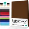 Buymax® Set 2 Pezzi Lenzuolo con Angoli Matrimoniale King Size 200x200 cm in 100% Cotone Jersey - Colore Cioccolato, per Materassi fino a 25 cm di Altezza
