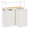 HOOBRO Cesto Portabiancheria, Carrello per Lavanderia, Porta Biancheria, Porta Biancheria, 2 Ripiani Portaoggetti, 2 x 49,5L, per Lavanderia, Bagno, Bianco e Naturale EWN73XY01