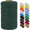 LEREATI Macrame Corda 1mm x 390m Filo Macrame Cordoncino Cotone, Corda Colorata Macramè Filo, Cordino per Borse Uncinetto, Decorazioni, Arazzo Da Parete, Perline, Braccialetti (Verde Scuro)