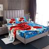 Loussiesd Set di 4 con rose floreali (1 lenzuolo con angoli 2 federe per cuscini), set di con fiori rossi, set di biancheria da letto per ragazze, bambini, donne, matrimoniali, con motivo floreale