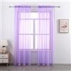 GYROHOME Tenda di base in voile trasparente, con tasca per canna, filtrante per la luce del sole, trasparente, per soggiorno, camera da letto, patio, set di 2 pannelli, viola chiaro, 132 x 160 cm