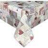 Tex family Tovaglia in Cotone Pesante Made in Italy - tirolese CUORE MARGOT ROSSO Rettangolare, Lavabile - Elegante e Resistente per Casa e Ristorante - Cm. 140x140 x4 persone