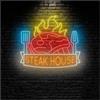 MENGE Lampada segnaletica Insegna Al Neon Per Barbecue Steak House, Barbecue, Griglia Aperta, Carne, Ristorante, Arte Murale, Cucina, Casa, 60cm