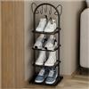 DOUZIO Scarpiera Alta Stretta a Forma di Orecchio di Gatto in Metallo, Organizzatore Verticale Autoportante per Scarpe, Corridoio all'Aperto (4 Strati, Nero)