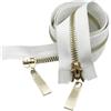 ZacLAy Cerniera Con Denti In Metallo Oro Chiaro Con Doppio Cursore Da 80/100/120Cm, Bianco, 5#, 80cm