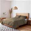 TESSILBOSIO Parure Copripiumino Matrimoniale Water Washed - Copri Piumino 250x200 + Patella e 2 Federe 50x80 - Microfibra Morbida No Stiro Effetto Stropicciato - Sacco Riutilizzabile (Nocciola)