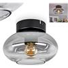 hofstein Lampada a soffitto Haikala, lampada a soffitto in metallo/vetro in colore nero/fumo, lampada con paralume in vetro fumé (Ø 18,5 cm), 1 x E27, senza lampadina/e