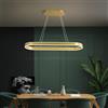 Bellastein Lampadari LED per tavoli da pranzo, grandi uffici e sale conferenze, lampadari studio, banchi bar ovali, lampadari ad anello luminoso rettangolare (150cm, oro)