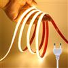KISUFU 220V COB Striscia LED,240 LED/m Flessibile ad alta densità Nastro biadesivo IP67 Impermeabile Striscia luminosa LED per l'illuminazione di armadietti fai da te, decorazione della casa