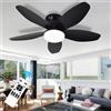 LASANYA Ventilatore da Soffitto con Luce e Telecomando Soggiorno Lampadario Ventilatore da Soffitto a 5 Pale Dimmerabile Per Camera da Letto Reversibile, 6 Velocità, Motore DC-Black||88CM