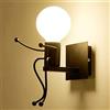 Mengjay Creativo Lampada da Parete Semplice Bambini Moderno Camera da Letto Applique da Comodino Nero Ø 14 cm * 27 cm