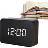 Zvn Zojne, orologio da comodino elettrico, orologio digitale in legno, sveglia a LED con livelli di luminosità regolabili e controllo del suono, orologio da scrivania estetico, sveglia digitale per