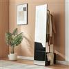 [en.casa] Specchio a Figura Intera con Stand Barra Appendiabiti Specchio Rettangolare da Terra e Vano Porta Oggetti Vestiti per Ingresso Camera da Letto Guardaroba 165 x 40 x 51 cm - Nero