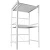 HUOLE Mensola Salvaspazio Estensibile Porta Microonde in Acciaio, Scaffale Cucina doppio con 2 ripiani Portaspezie, Mobile Organizer con Ganci e Piedini Antiscivolo,Moderno-40/64*36,5*78 cm--Bianco