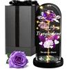 Maverton Rosa Stabilizzata con LED Personalizzata - Rosa Eterna nella Cupola di Vetro - Regalo Donna Compleanno Mamma Nonna Fidanzata Maestra - Regalo Anniversario Matrimonio