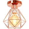 TOKIUS Vintage Plafoniera E27 Lampadario Soffitto Industriale Metallo Gabbia ferro Ø160mm Plafoniere da ufficio per Cucina Camera da Letto Portico