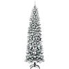 COSTWAY Albero di Natale Innevato 140/180/225 cm, Albero di Natale Artificiale Slim con 242/500/641 Rami Realistici e Folti e Base Pieghevole di Metallo, Apertura a Ombrello (225 cm)