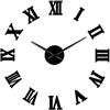 VCS Moderno Fai Da Te Grande Orologio Da Parete 3D Superficie a Specchio Adesivo Home Decor Art Gigante Con Numeri Romani (Nero, 70CM)