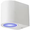 Planetitaly Applique da parete per esterni, Impermeabile IP65, LED 6W RGBW Multicolore Giochi di Luce, Dimmerabile, Lampada LED GU10 RGB, Ideale per luce Ingresso, Balcone, Terazza (Tondo Bianco, RGBW+3000K)