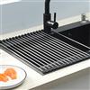 Amtang Scolapiatti arrotolabile in acciaio inox per lavello, extra large, scaffale pieghevole per asciugare i piatti, portatile, multiuso, tappetino per lavello (15 tubi 30 x 45 cm)