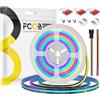 FCOB COB WS2811 IC RGB flessibile ad alta densità striscia LED 16.4FT/5m DC24V 720LEDs/m 100IC 12mm larghezza Nero PCB Colore Sogno Luce Uniforme per DIY(Non contenuto Alimentazione Control)
